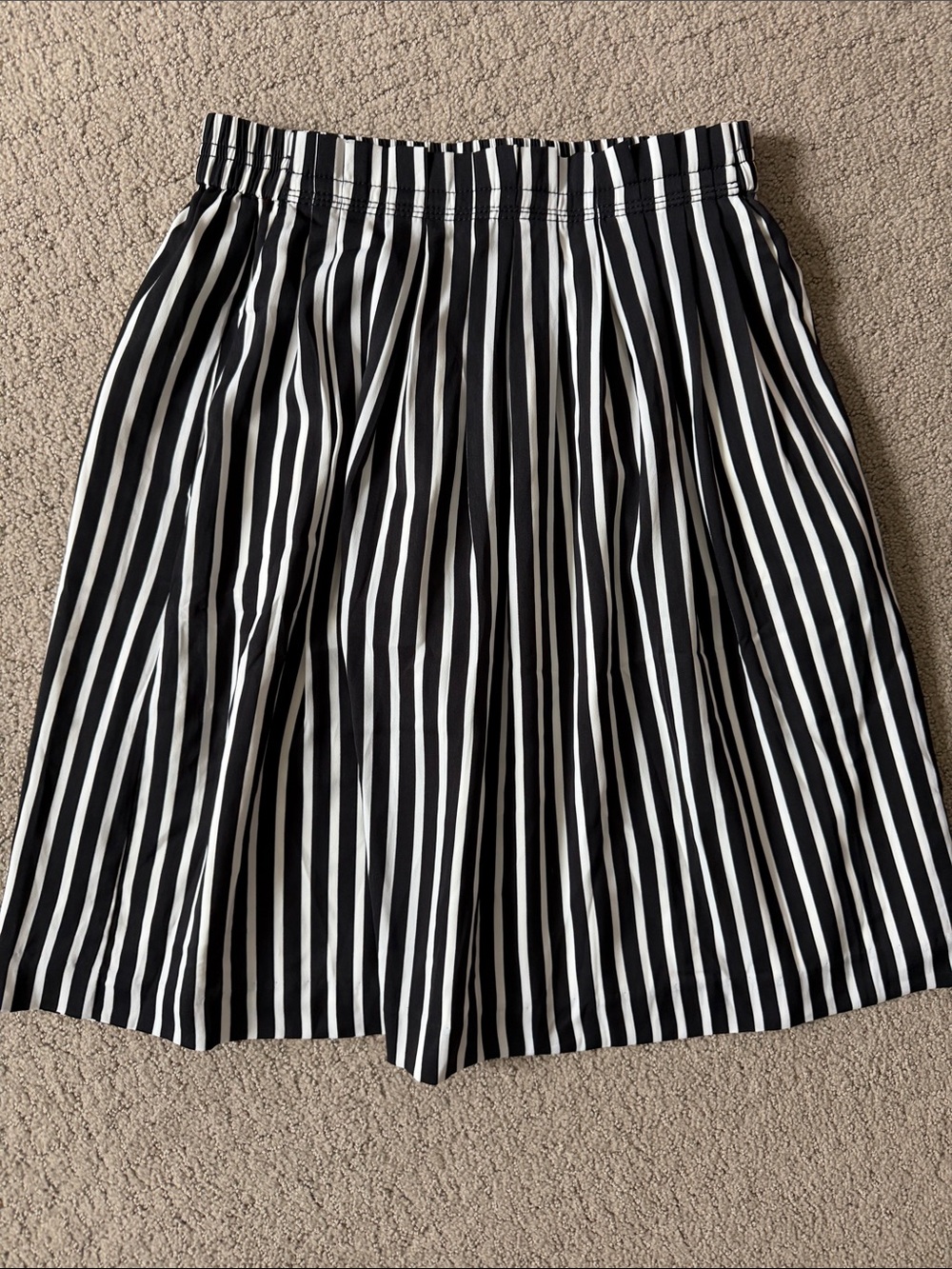 J. Crew Factory Black & White Vertical Stripe Skater Skirt